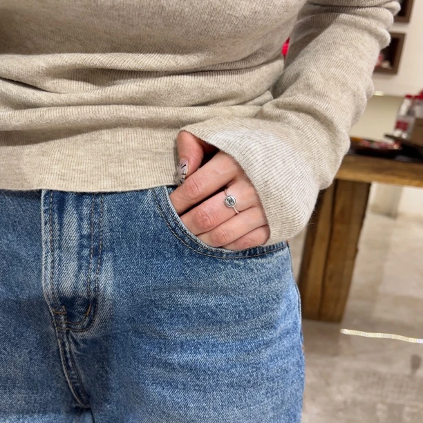 925银戒指 阿腾莎银饰 戒指 华夫饼 925纯银百搭小众个性开口戒指