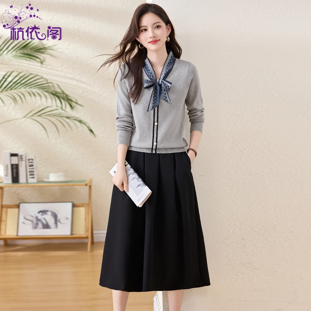 针织衫半身裙两件套装裙女秋2025新款时尚气质洋气减龄穿搭一整套