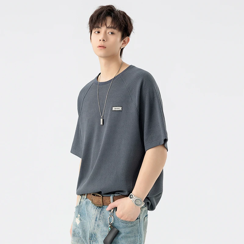 GOONJDKE夏季男士大码圆领百搭短袖T恤胖男生加肥加大宽松休闲t恤