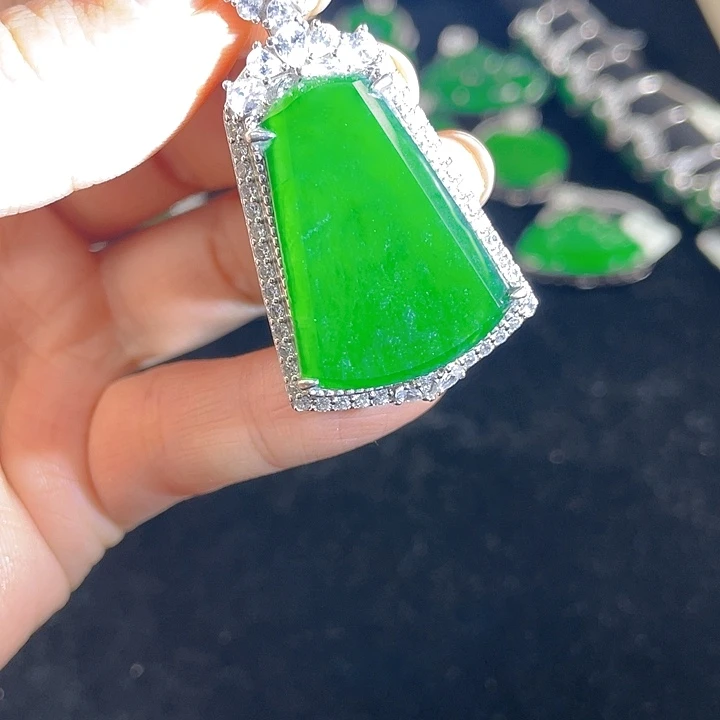 翡翠银S925镶嵌吊坠(不含链)