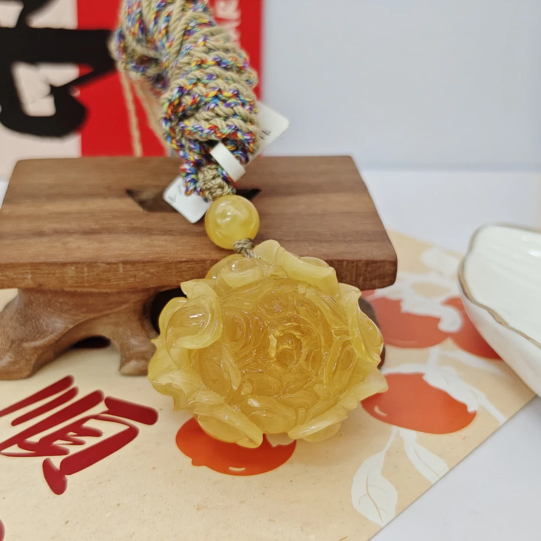 【松岗遇丽珠宝】天然蜜蜡 10221177-特价牡丹花吊坠