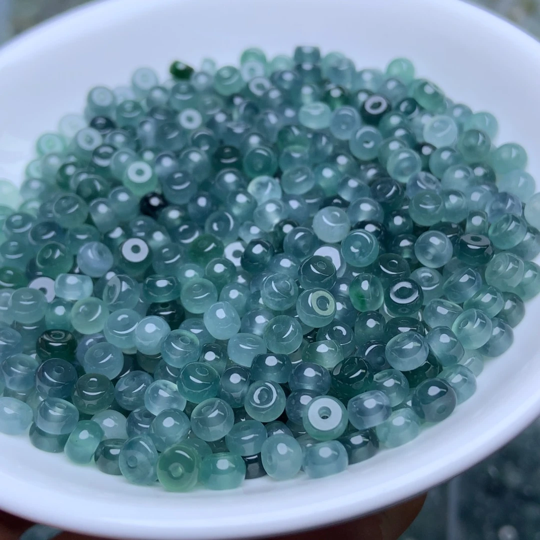 散珠翡翠卡3乘5冰蓝水算盘65个单圈