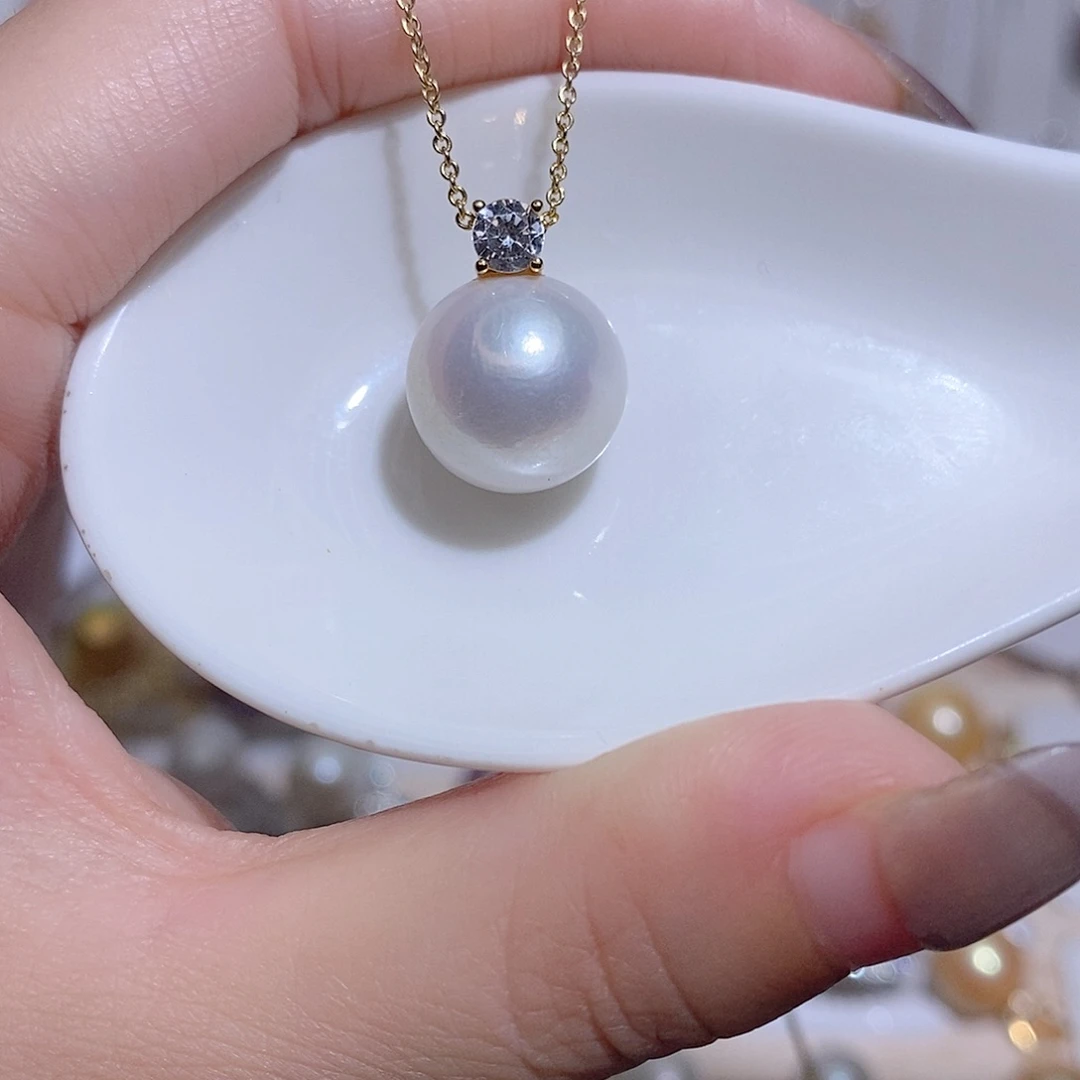 淡水珍珠银S925镶嵌吊坠(赠链)w