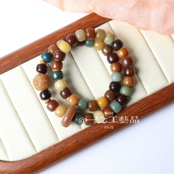 原创手作 莫兰迪8*10mm貔貅双圈 菩提根