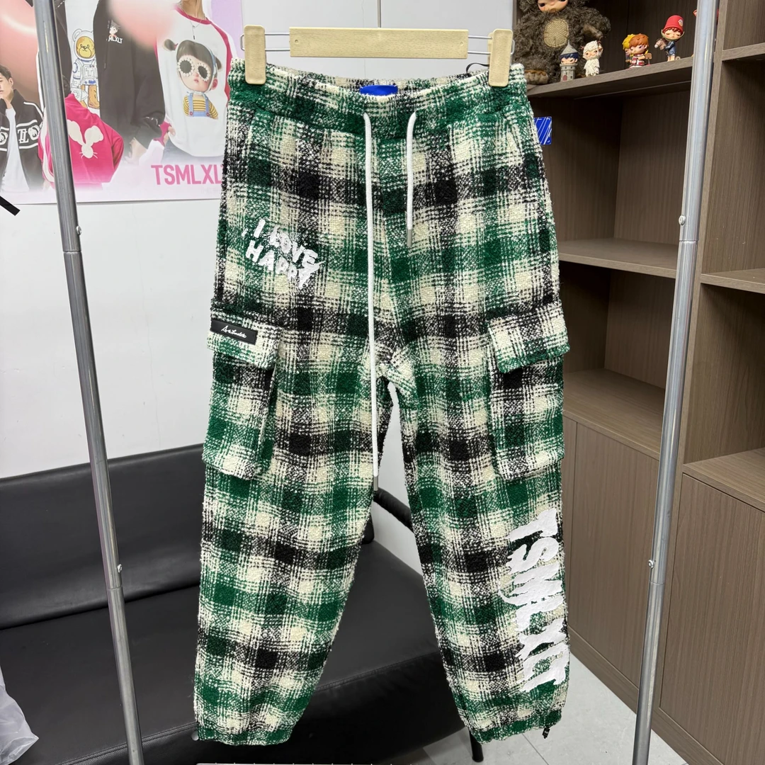春秋男女同款字母印花格纹束脚休闲裤122430808