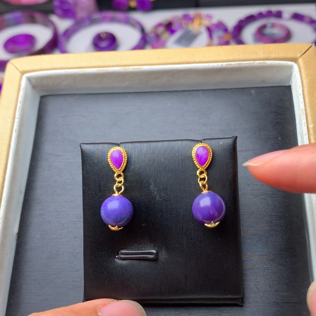 苏纪石（舒俱来）银S925镶嵌耳坠