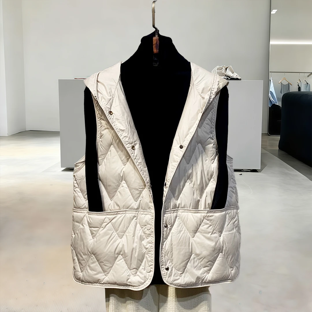 【300斤胖妹妹】欧版轻奢马甲女冬季2025新款时尚连帽外穿棉袄坎肩