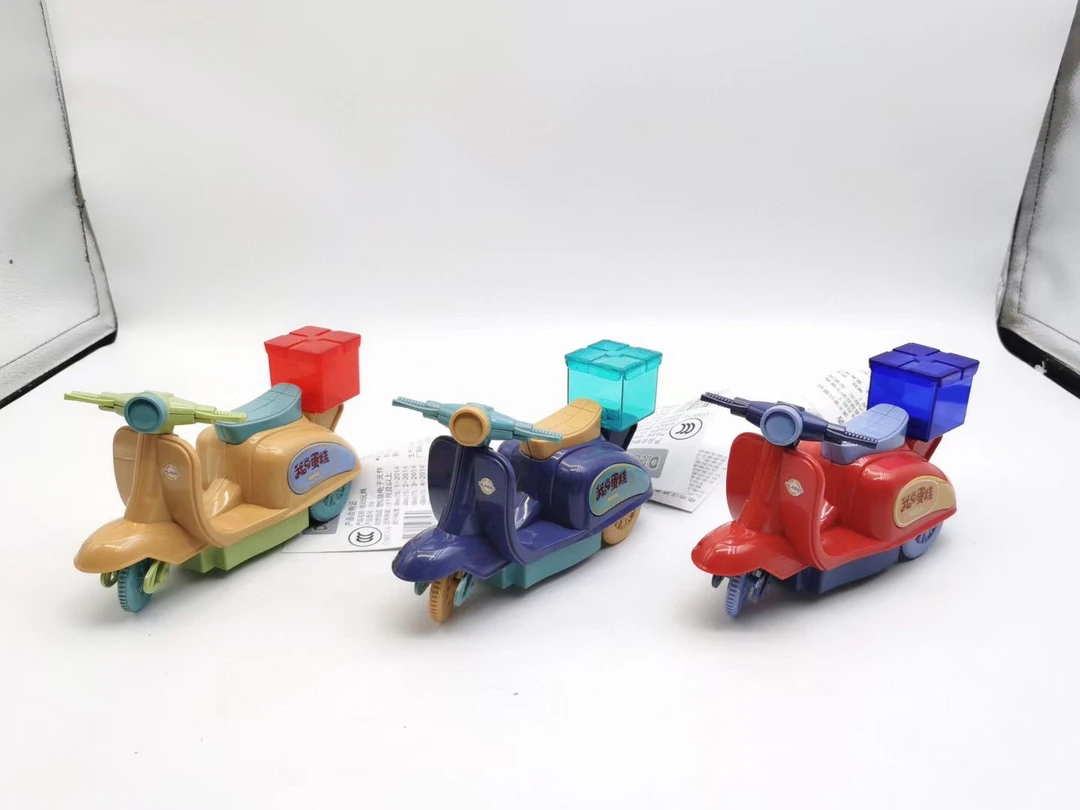 卡通外卖摩托车，带灯光音乐，车子AB料，质感好