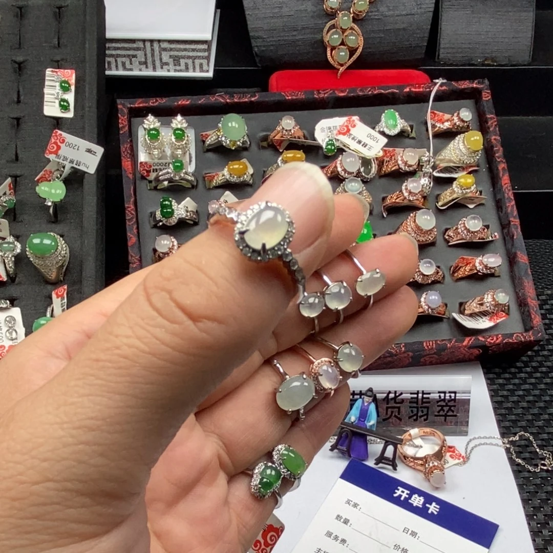 翡翠银S925镶嵌戒指