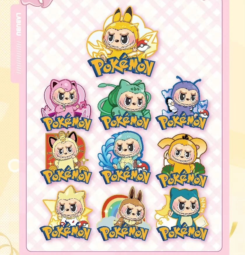 labubu冰箱贴宝可梦联名潮玩盲盒现拆