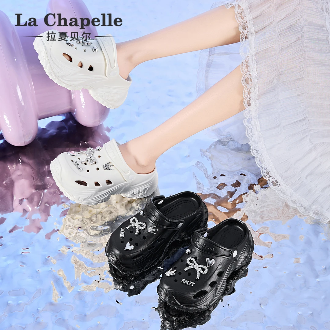 拉夏贝尔百搭洞洞鞋透气防滑防臭拖鞋女通勤上班国潮鞋子女生鞋子