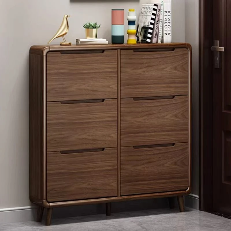 新中式超薄翻斗鞋柜家用进门口入户门后玄关柜窄楼道外款爆款实木