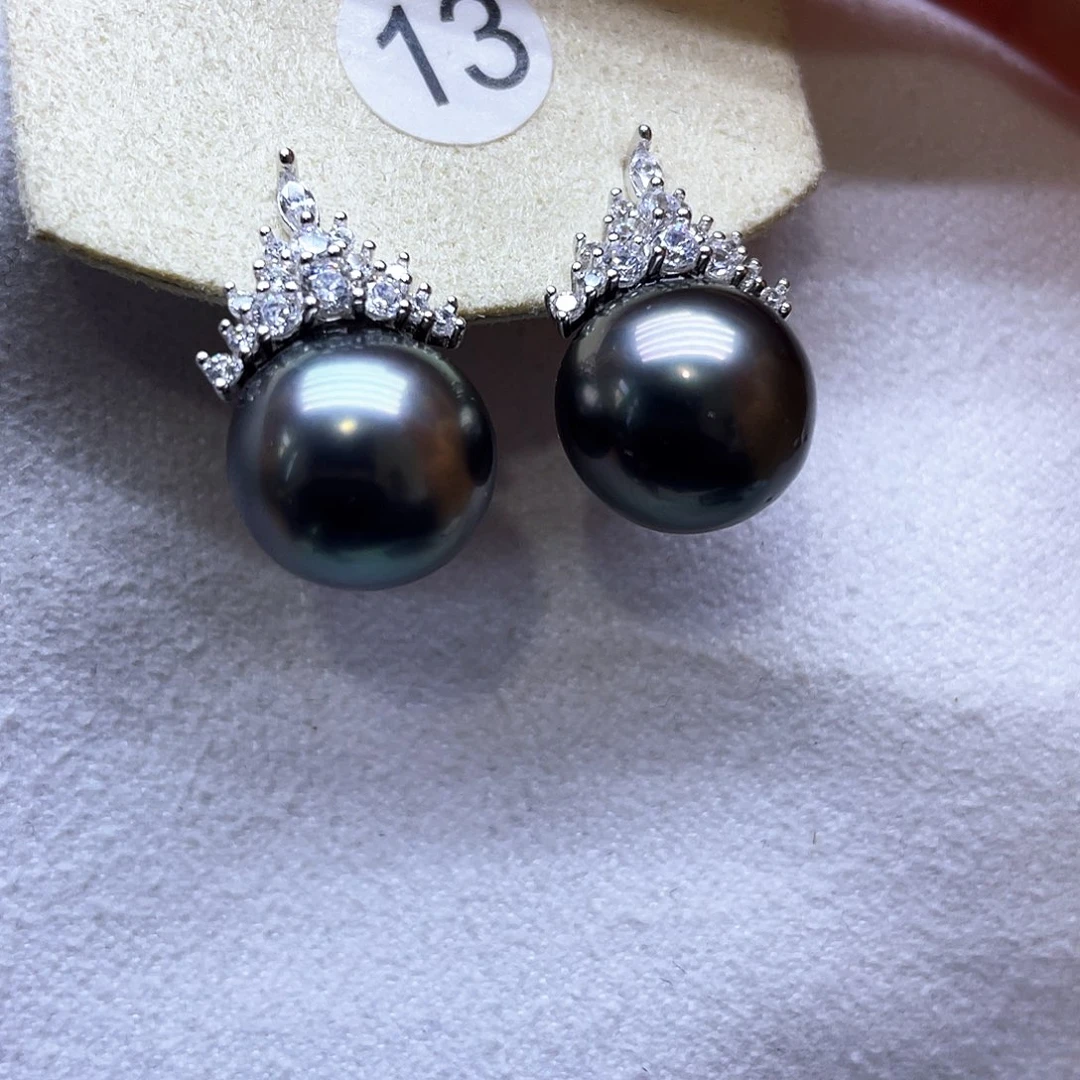 海水珍珠耳饰银S925镶嵌