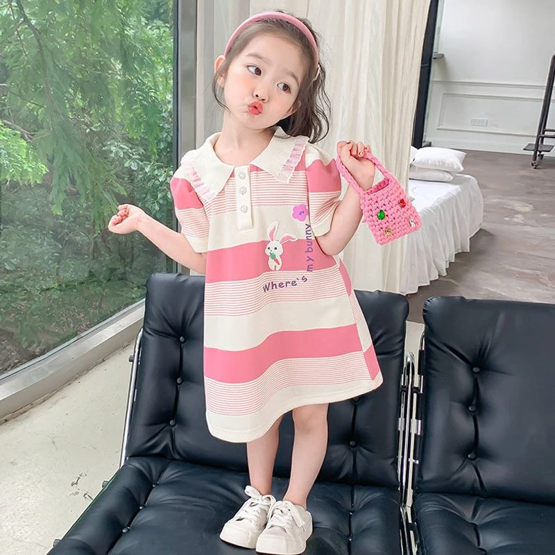 女童连衣裙2025夏装新款六一儿童节公主裙子小女孩时髦polo裙短袖