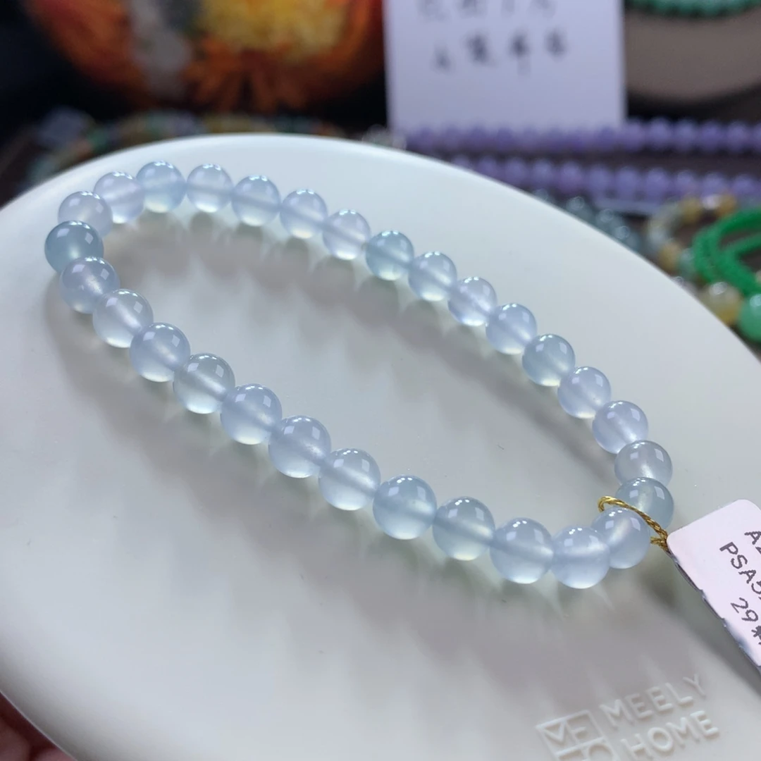 翡翠手链未镶嵌木那冰起胶天空蓝手串 卡6.2