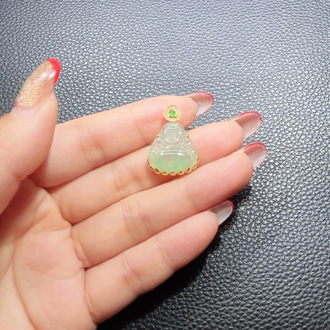 翡翠吊坠(不含链)18K金镶嵌