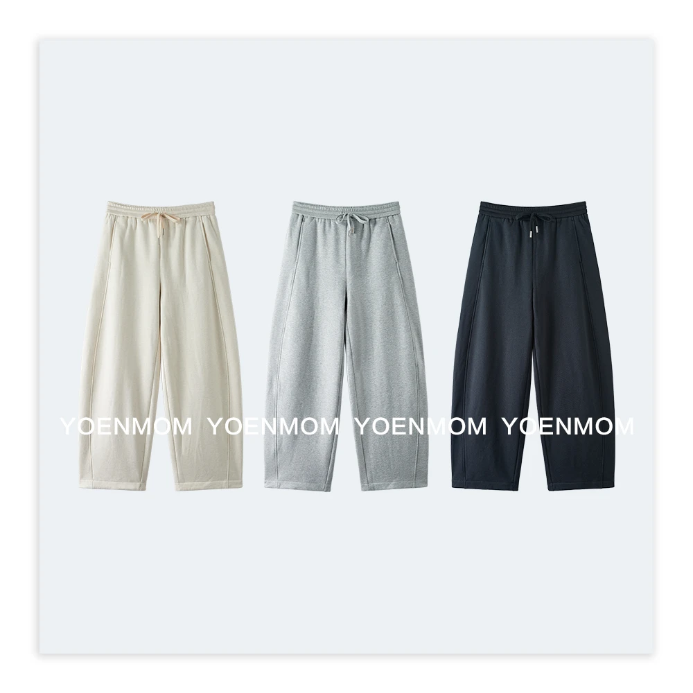 YOENMOM·温暖休闲·长绒棉牦牛绒简约弧形立裁加厚款垂感弯刀卫裤