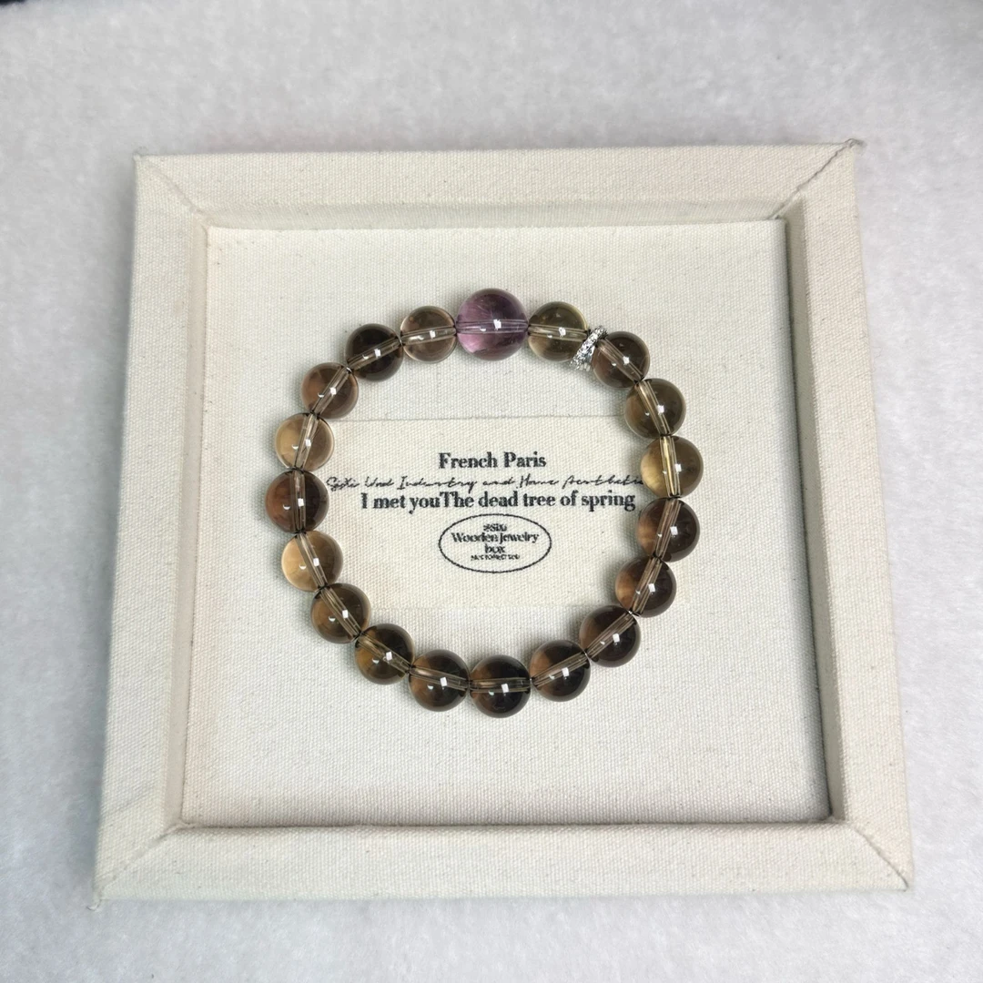 拍2件【茶里茶气】茶水晶紫水晶手链手串 男女同款 多样性发