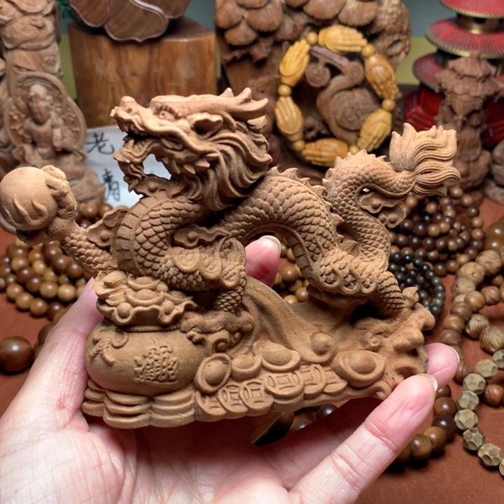 檀香木把件老山檀龙摆件