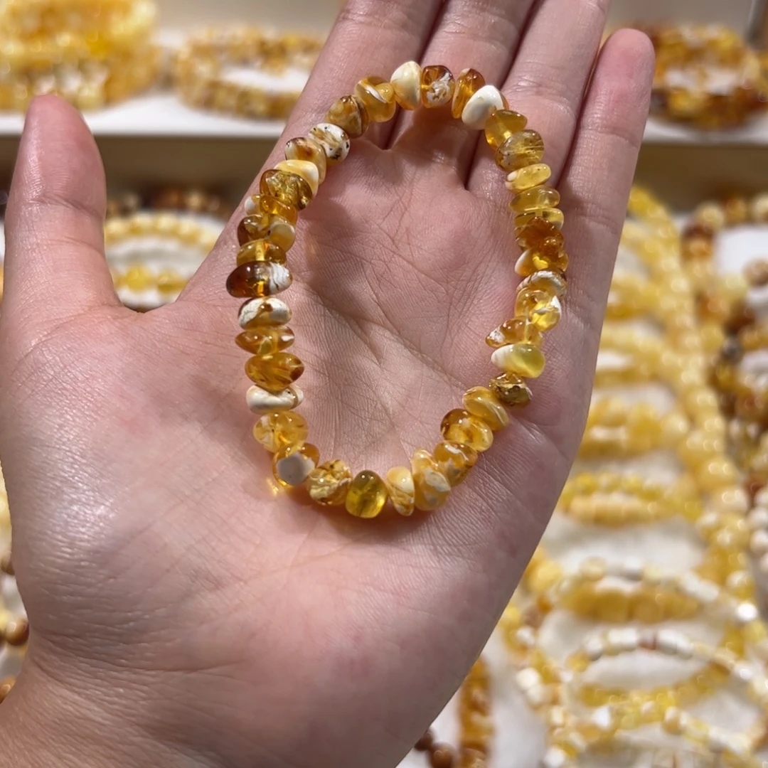 琥珀未镶嵌珠宝奇石橘沁随型手串