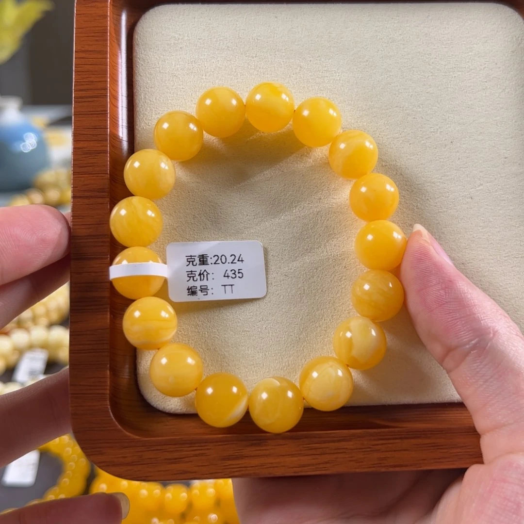 蜜蜡未镶嵌珠宝奇石12mm+焦皮同料满蜡圆珠tt