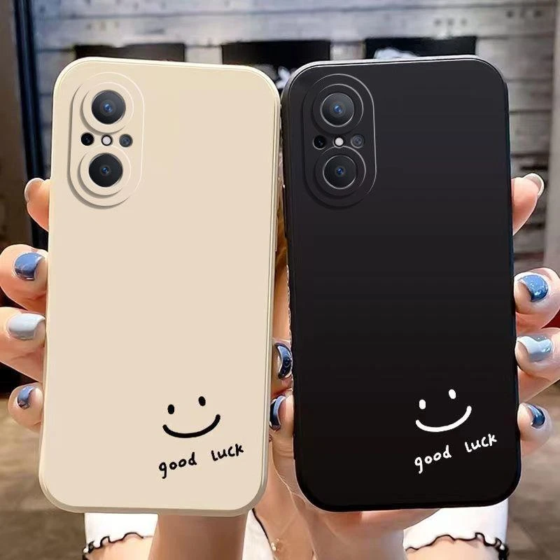 黑白简约笑脸适用华为nova9se手机壳JLN-AL00防摔软套保护套情侣