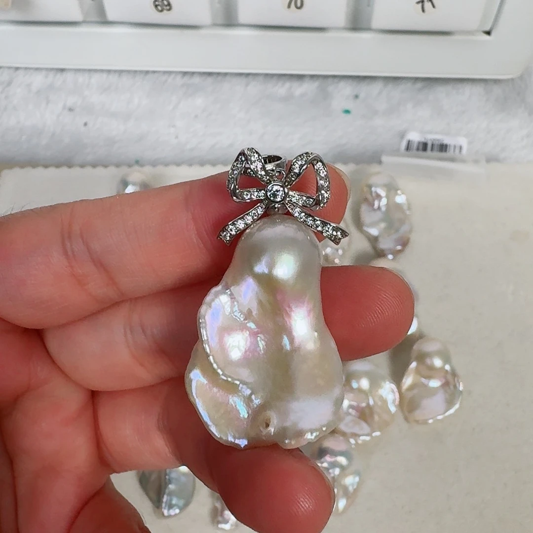 慢***慢淡水珍珠银S925镶嵌颈饰