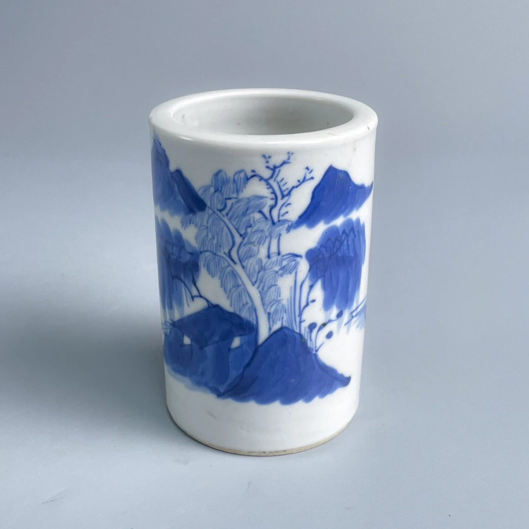 M25DX001918 - 清光绪青花山水纹笔筒