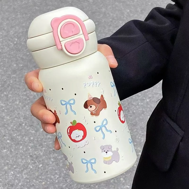 创意不锈钢保温杯2025高颜值新款女生吸管便携水杯大容量保温简约