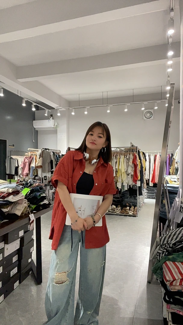 欧版宽松撞色衬衫短袖