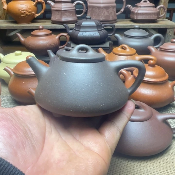 茶壶紫泥宜兴紫砂壶半手工石瓢壶150cc
