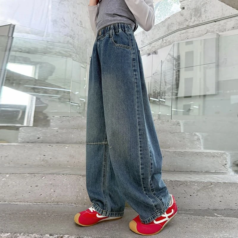 女童裤子2025新款中大童春秋季牛仔裤6-12岁级感软牛仔春季显瘦白
