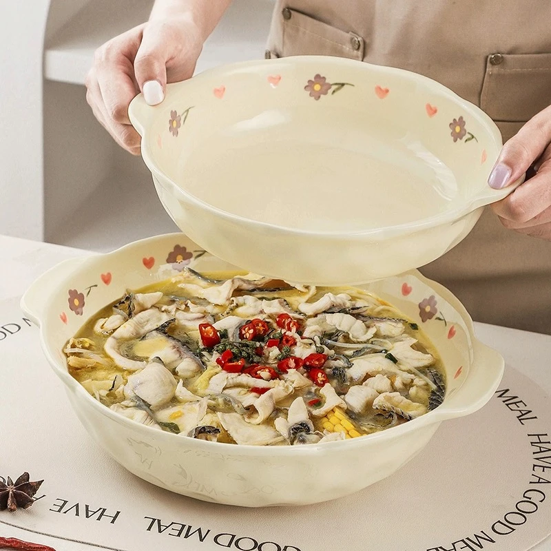 【知柚家】10英寸紫藤花大容量酸菜鱼小龙虾盆碗水煮鱼大汤盆