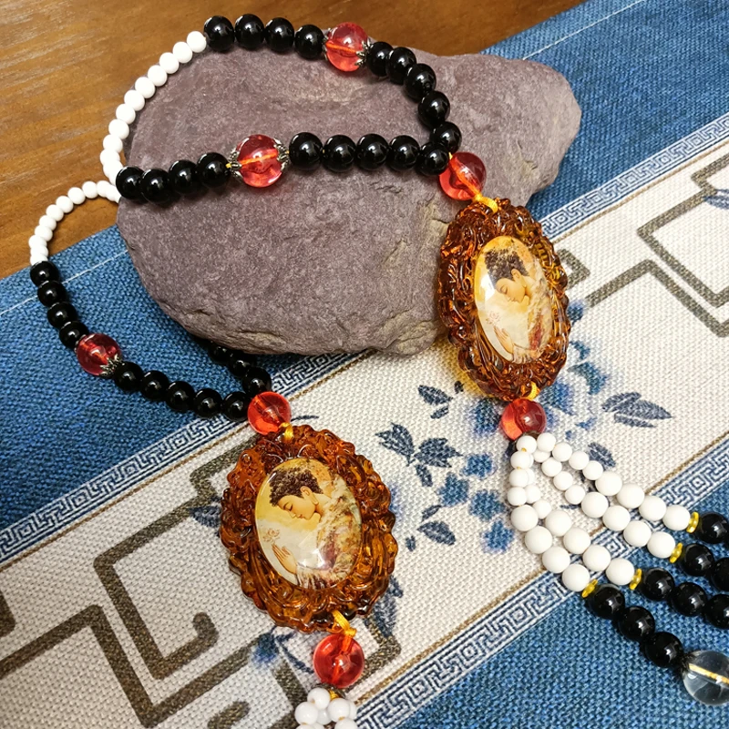 精品主席汽车挂件水晶珠串高档车饰后视镜吊挂饰毛爷爷车内装饰品