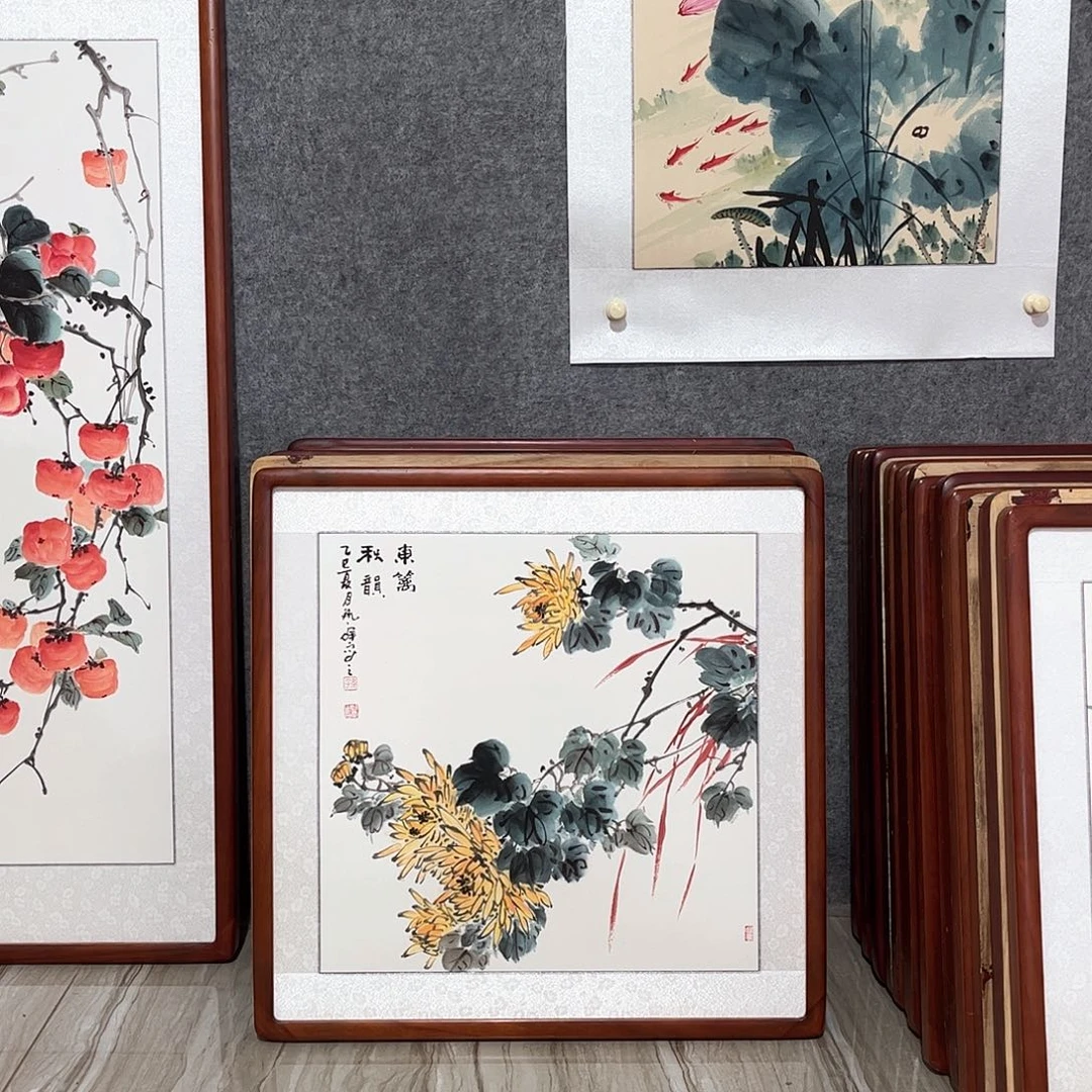 国画书画作品带框63×63