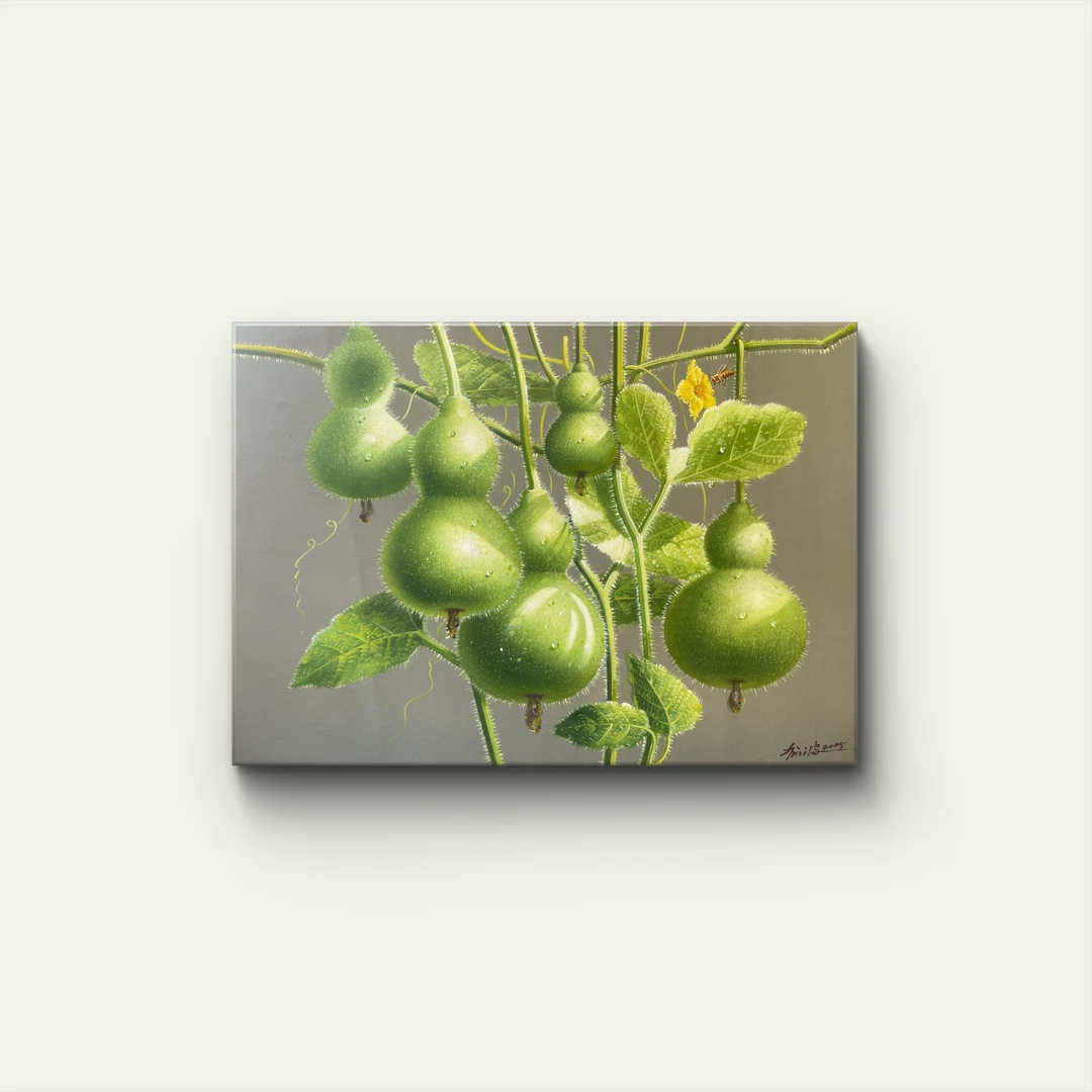 50x70五福临门葫芦油画装饰画适用于客厅餐厅玄关走廊过道挂画