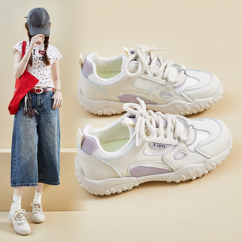 内增高ins韩版新款老爹鞋女2025夏季学生运动休闲网面透气