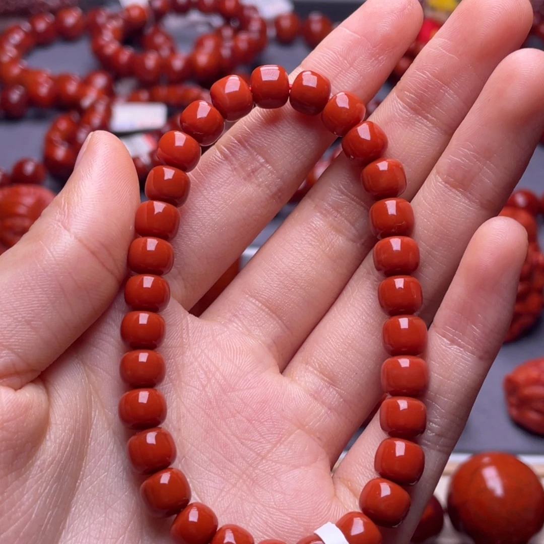 南红玛瑙其他未镶嵌7mm顶品瓦西柿子红满肉老型手串