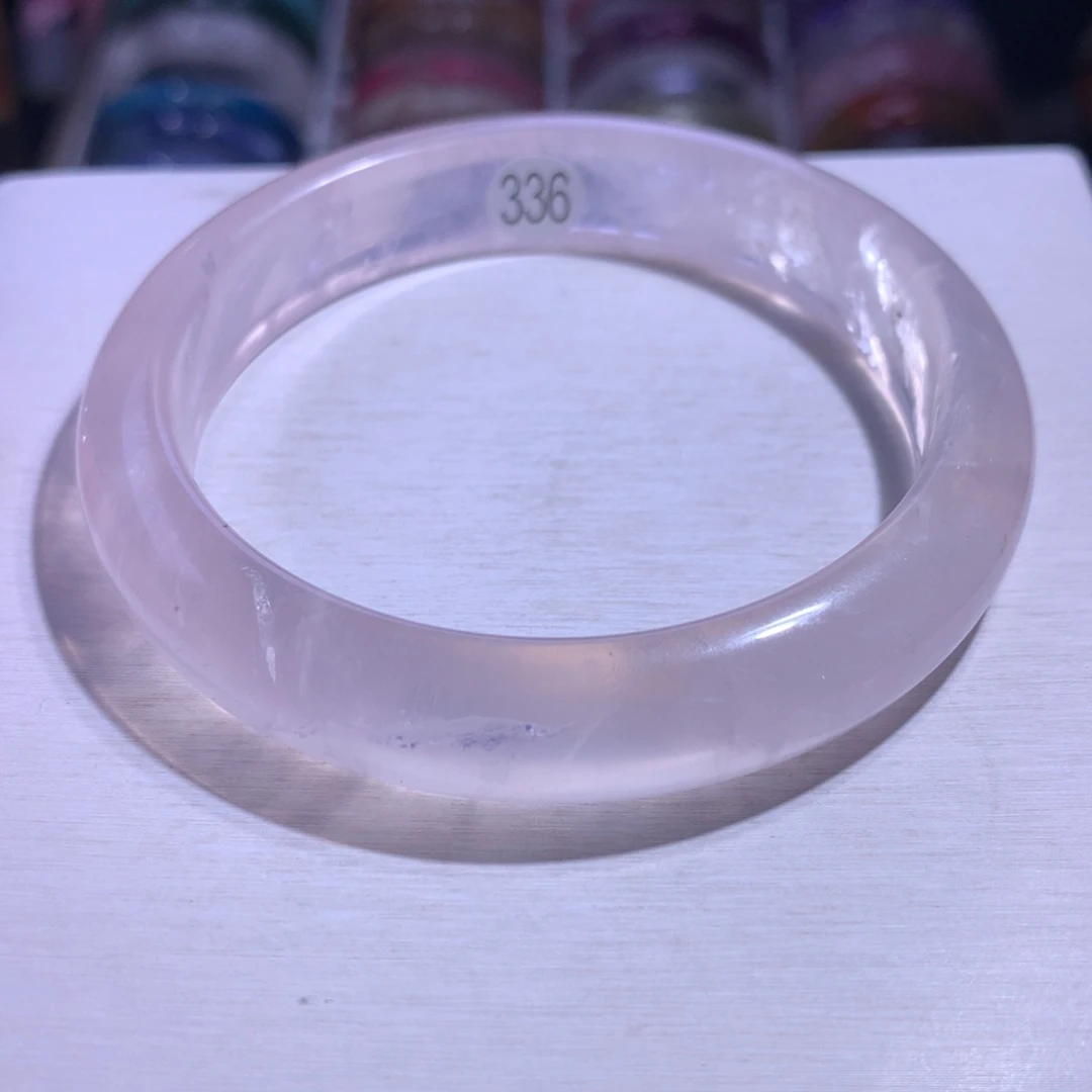 银S925镶嵌水晶手镯粉晶63.8圈336