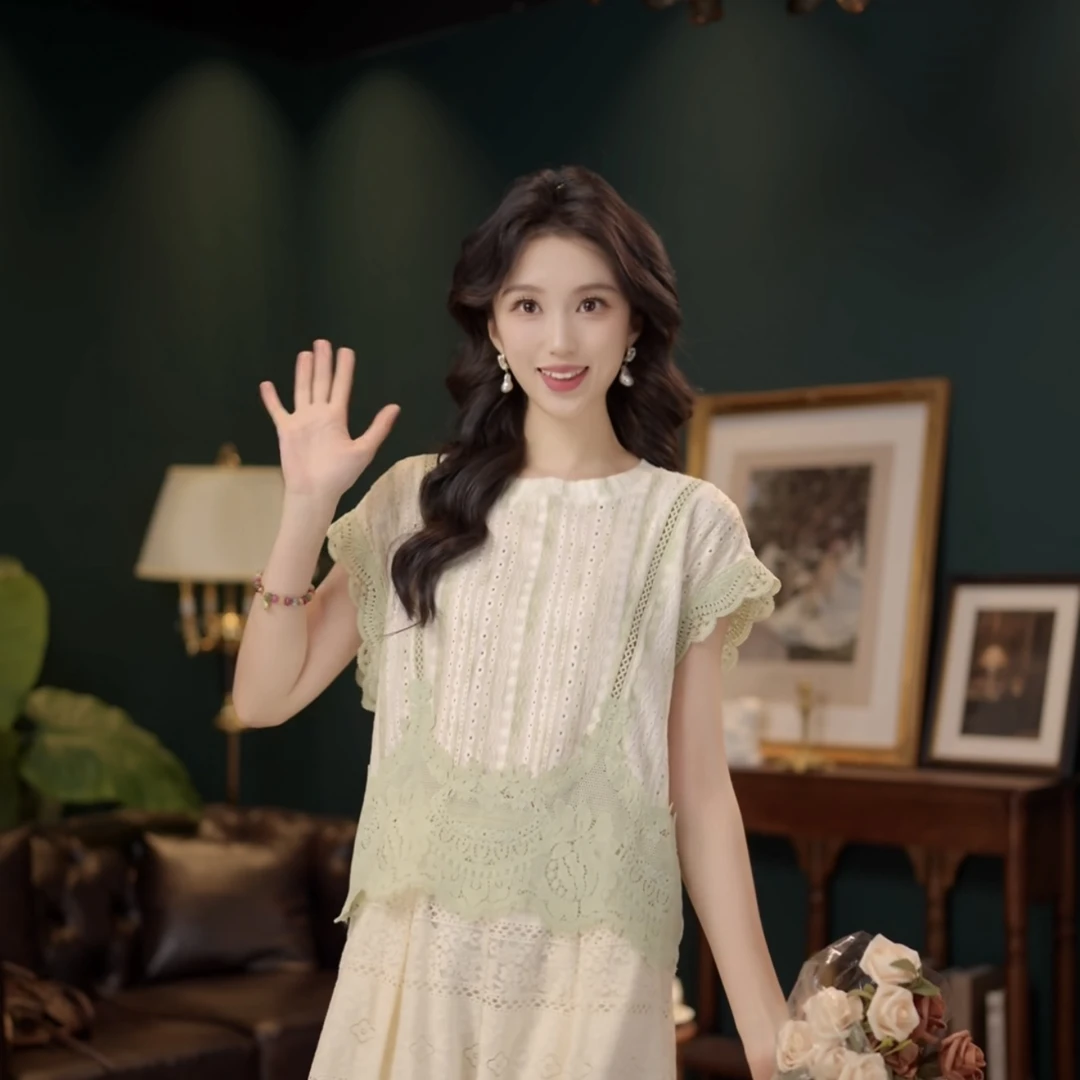 琦琦【薄荷青柚】甜美休闲百搭小众短袖女夏季上衣YK0726100