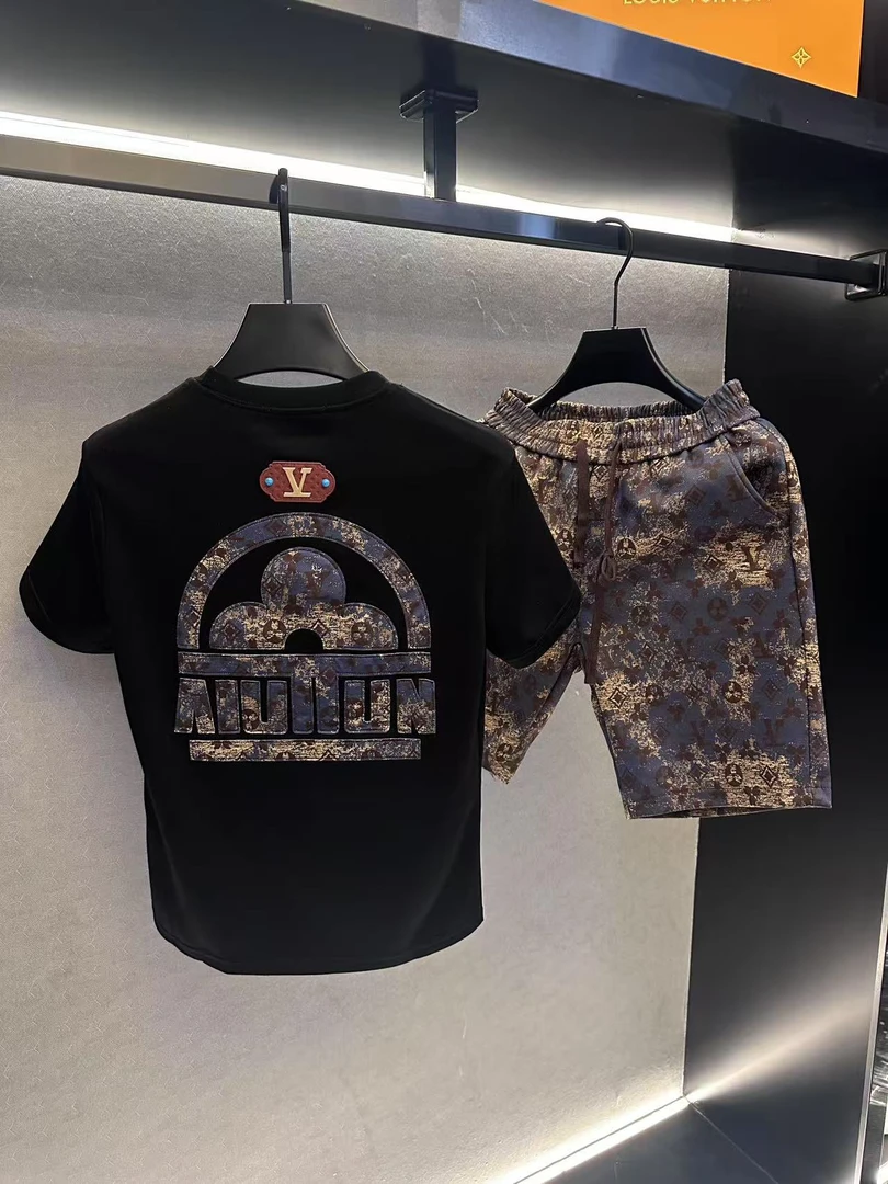 男士夏季新款轻奢休闲百搭修身时尚套装K198