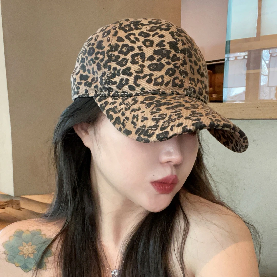 妮可兔子·豹纹款软顶鸭舌帽潮流韩版ins棒球帽女士显脸小大头时尚