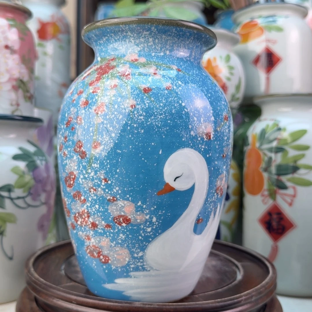 景德镇陶瓷手绘花瓶无孔