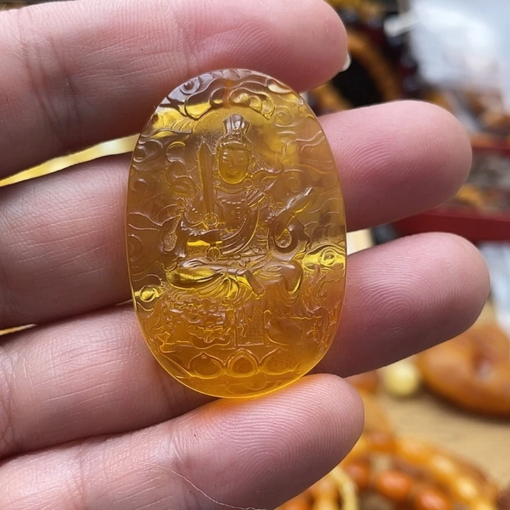 琥珀未镶嵌套链吊坠