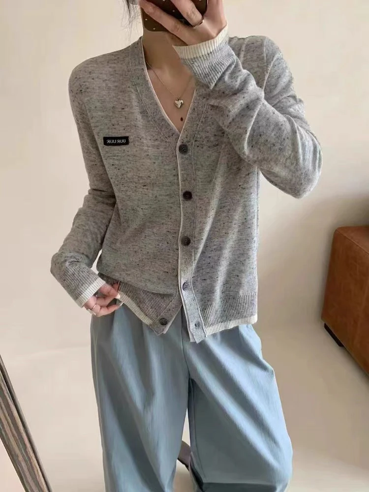 V领开衫长袖花纱高级感