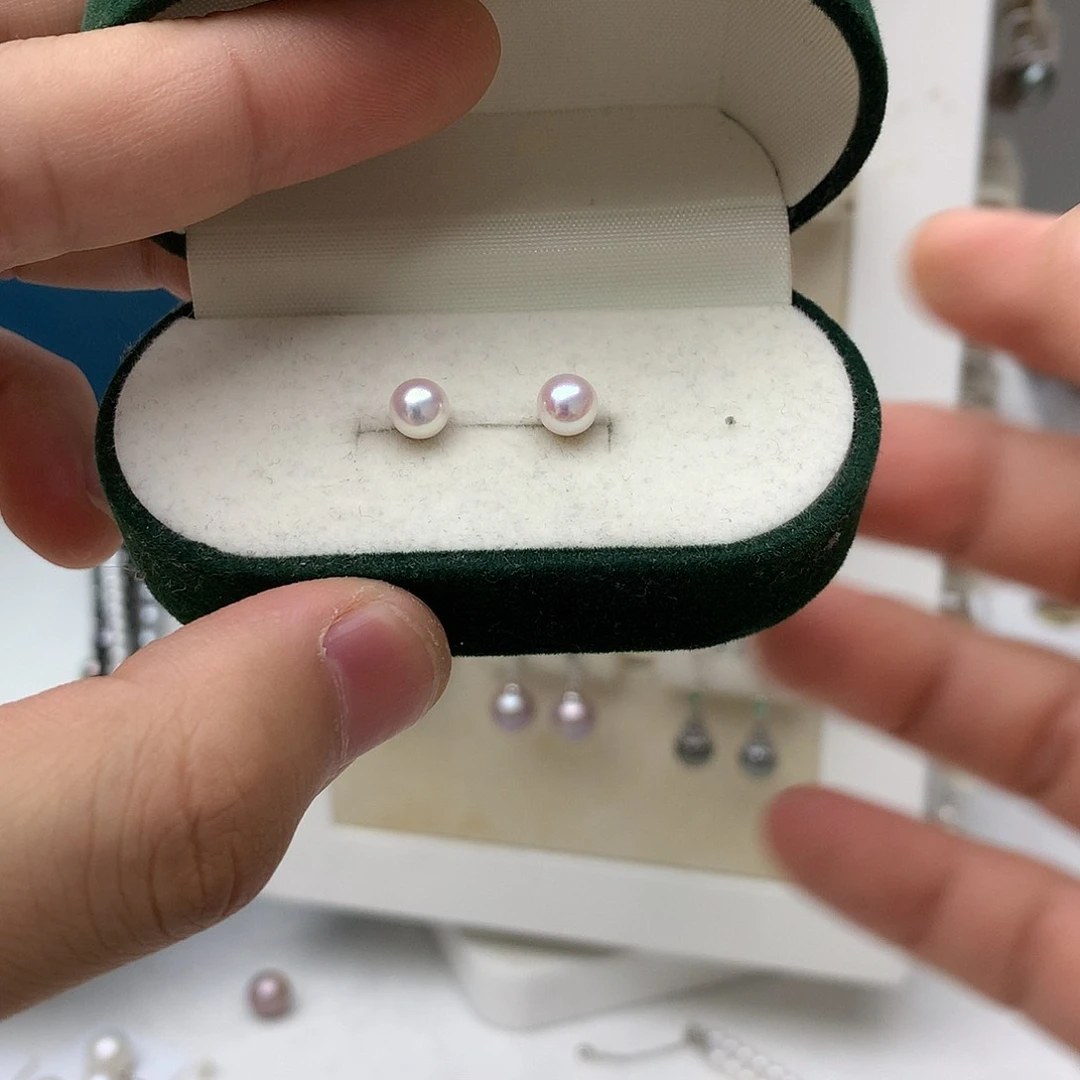 银S925镶嵌淡水珍珠耳饰