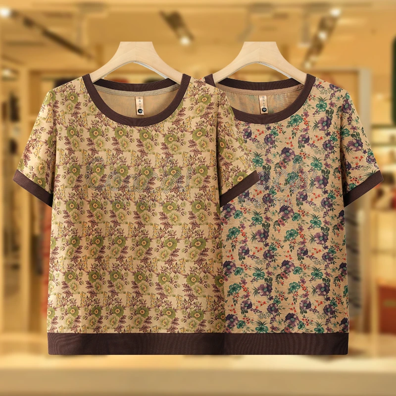 中老年人夏装女奶奶短袖衬衫宽松60岁70矮个子妈妈装80老太太衣服