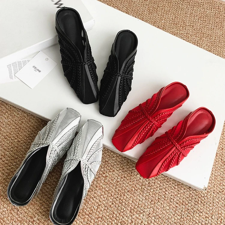 【指念】平底网面鞋编织镂空网状夏季单鞋平底凉鞋气质软底方头女鞋