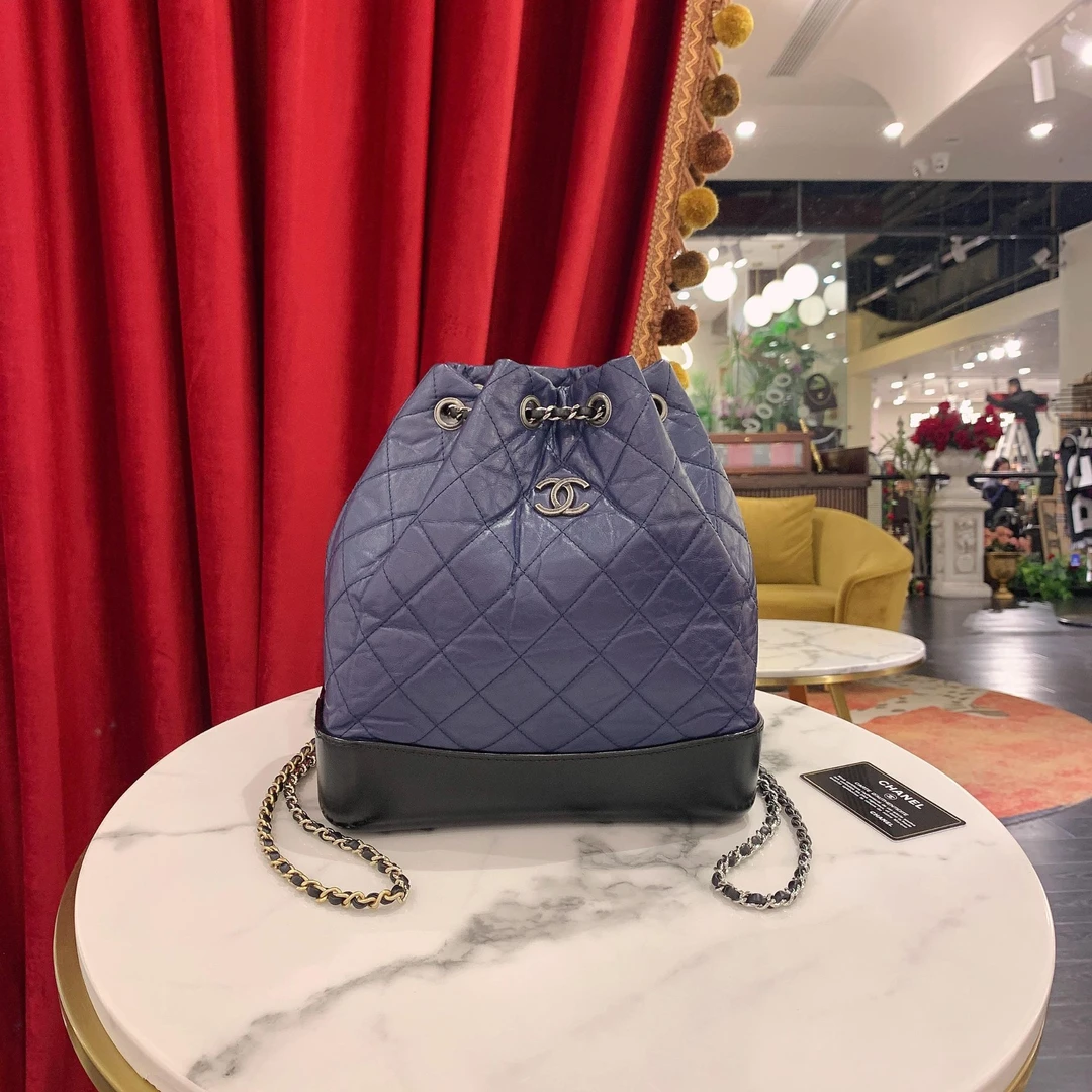 95新 Chanel/香奈儿 双肩包蓝色银扣/双肩包/91307844