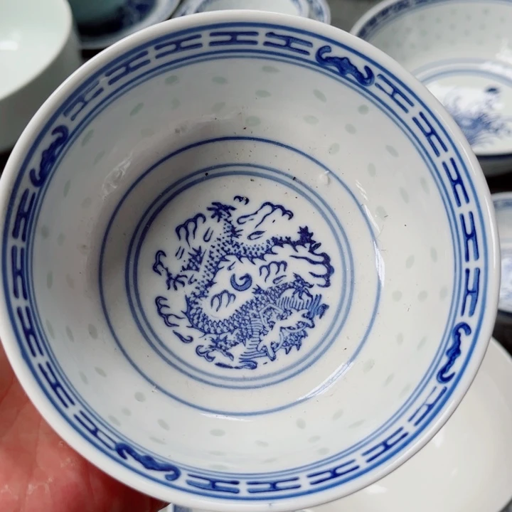 青花玲珑5寸饭碗老玲珑
